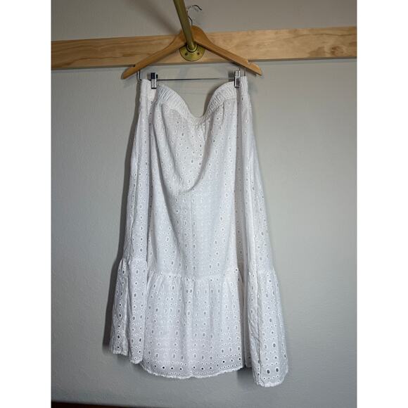 Women's Time and Tru White Eyelet Maxi Ruffle Bottom Cotton Skirt Size XXL (20) - Picture 2 of 10